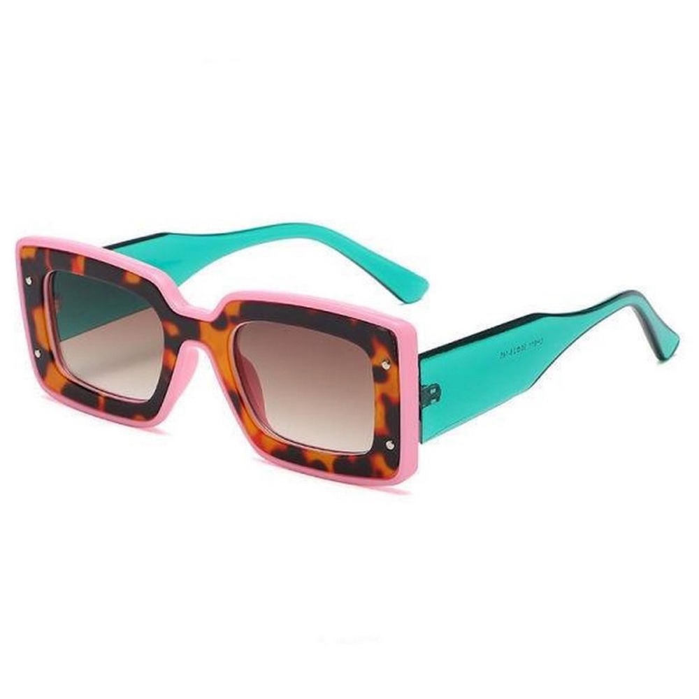 Leopard Tortoise Shell Pink Aqua Teal Color block Mixed Animal Print Sunglasses